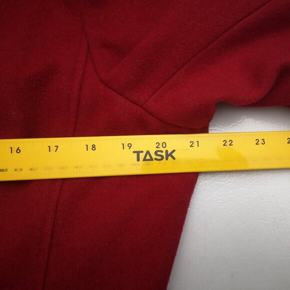 Laura Ladies Size 12 Red Wool Blend Straight Fit Button Front Lined Pea Coat - Picture 7 of 9